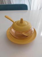 Suikerpot jampot retro geel kunststof glas, Huis en Inrichting, Keuken | Servies, Overige materialen, Gebruikt, Overige typen