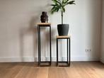 Metalen zuilen met houten blad, 2 stuks, 100 & 70 cm, Ophalen, Nieuw