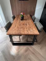 Teakhouten eettafel, industriële / landelijke stijl, Ophalen, Zo goed als nieuw