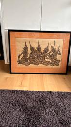 Originele Thaise kunst houtskool op rijstpapier 65x 90 cm, Antiek en Kunst, Ophalen of Verzenden