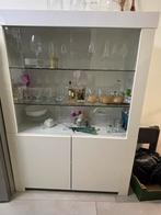 Witte vitrine kast, Ophalen, Kunststof, 100 tot 150 cm, 150 tot 200 cm
