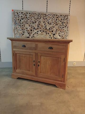 Nieuw landelijk teakhouten dressoir 120x85cm nu €90 beschikbaar voor biedingen
