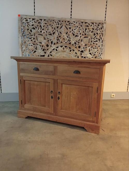 Nieuw landelijk teakhouten dressoir 120x85cm nu €90, Huis en Inrichting, Kasten | Ladekasten, Nieuw, Minder dan 100 cm, 100 tot 150 cm