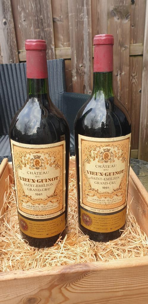 2xChâteau Vieux Guinot 1981 St Emilion Grand Cru magnum, Verzamelen, Wijnen, Nieuw, Rode wijn, Frankrijk, Vol, Ophalen of Verzenden