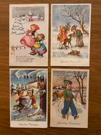 Vier oude ansichtkaarten kaarten Gelukkig Nieuwjaar kinderen, Ophalen of Verzenden, Gelopen, Feest(dag)