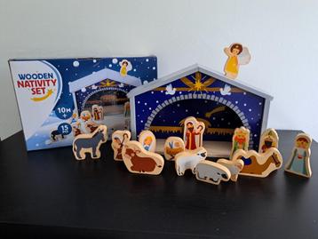 Houten kerststal 15 delig 10m+ inclusief doos beschikbaar voor biedingen