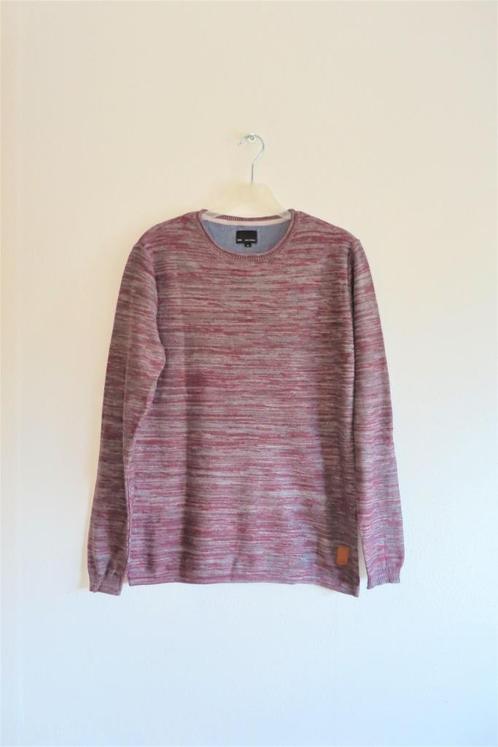 Trui Grijs Bordeauxrood Melange 8 MM mt S (3413), Kleding | Heren, Truien en Vesten, Zo goed als nieuw, Maat 46 (S) of kleiner