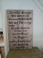 Houten Wandbord met Tekst - Decoratief, Ophalen of Verzenden