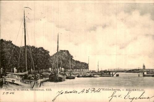Middenhaven Medemblik, Verzamelen, Ansichtkaarten | Nederland, Gelopen, Noord-Holland, Voor 1920, Ophalen of Verzenden