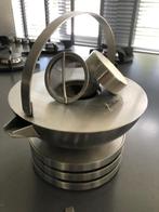 Vintage Rvs Theepot & Warmhouder Asia Blomus /10 theeglazen, Ophalen of Verzenden, Gebruikt
