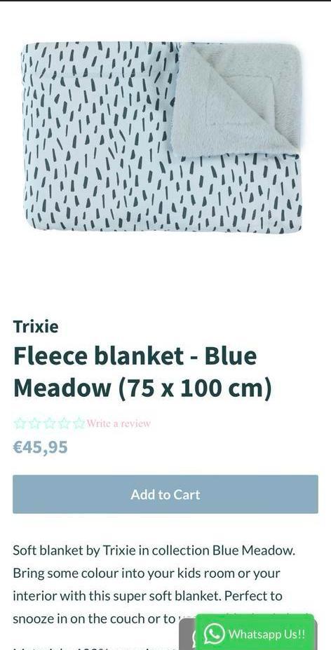 Fleece Deken Blue Meadow (75 x 100 cm), Kinderen en Baby's, Kinderkamer | Beddengoed, Nieuw, Deken of Dekbed, Jongetje, Ophalen