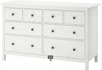Ikea Hemnes commode-ladekast wit gelakt 8 laden, Huis en Inrichting, Kasten | Ladekasten, 5 laden of meer, Ophalen of Verzenden