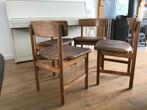 4 Borge Mogensen Fredericia 3236 Deens stoel vintage, Huis en Inrichting, Stoelen, Ophalen, Gebruikt, Bruin, Leer