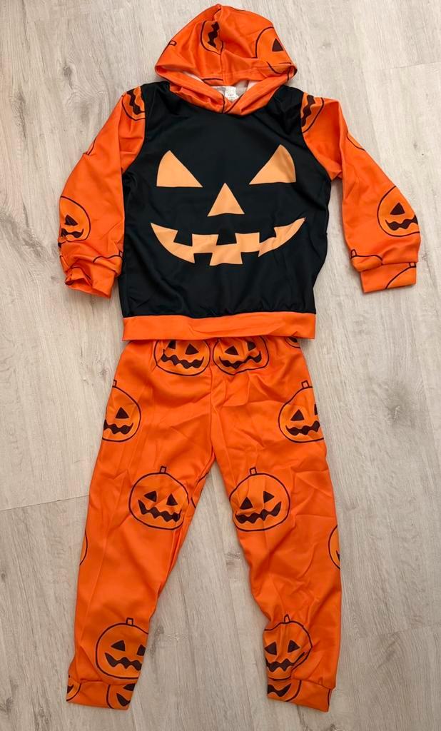 Halloween eng pompoen capuchon joggingpak zwart oranje 116, Kinderen en Baby's, Carnavalskleding en Verkleedspullen, Nieuw, Jongen of Meisje