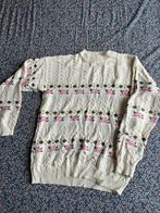 Vintage trui met bloemenmotief, Gedragen, Maat 38/40 (M), Ophalen of Verzenden, Wit