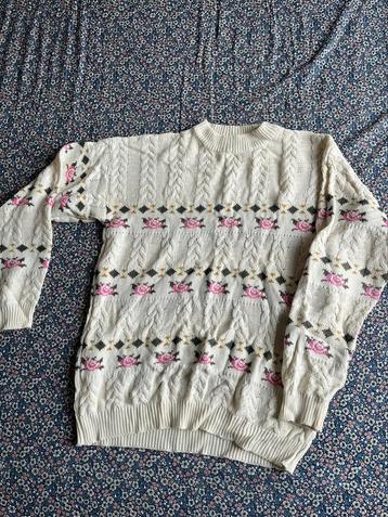 Vintage trui met bloemenmotief