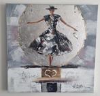 Mooi schilderij 60x60cm. met reliëf in degelijk houten frame, Ophalen of Verzenden, Zo goed als nieuw