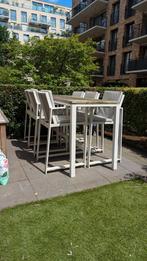 Bellagio Fidenza teakhout bartafel 6 personen en stoelen, Tuin en Terras, Ophalen, Zo goed als nieuw, Rechthoekig, Aluminium