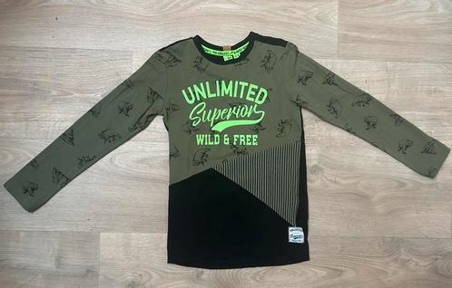 Groen met zwarte longsleeve - B.Nosy - maat 122/128, Kinderen en Baby's, Kinderkleding | Maat 122, Zo goed als nieuw, Jongen, Shirt of Longsleeve