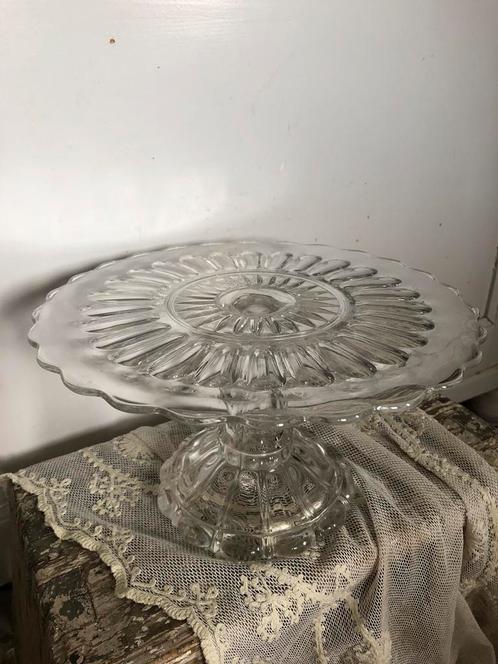 Oude glazen taartplateau, Antiek en Kunst, Curiosa en Brocante, Ophalen of Verzenden