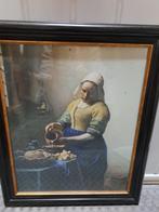 Ingelijste poster Melkmeisje van Vermeer vintage, Huis en Inrichting, Woonaccessoires | Schilderijen, Tekeningen en Foto's, Foto of Poster