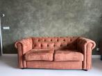 Chesterfield sofa 2,5 sits cognac, Huis en Inrichting, Banken | Bankstellen, 150 tot 200 cm, Chesterfield, Rechte bank, Stof