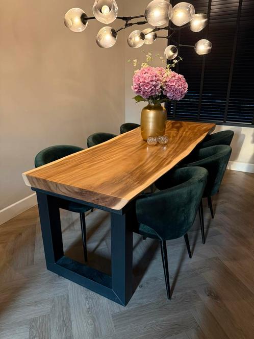 6 Stoelen Celia van Westwing Velvet groen, Huis en Inrichting, Stoelen, Zo goed als nieuw, Vijf, Zes of meer stoelen, Overige kleuren