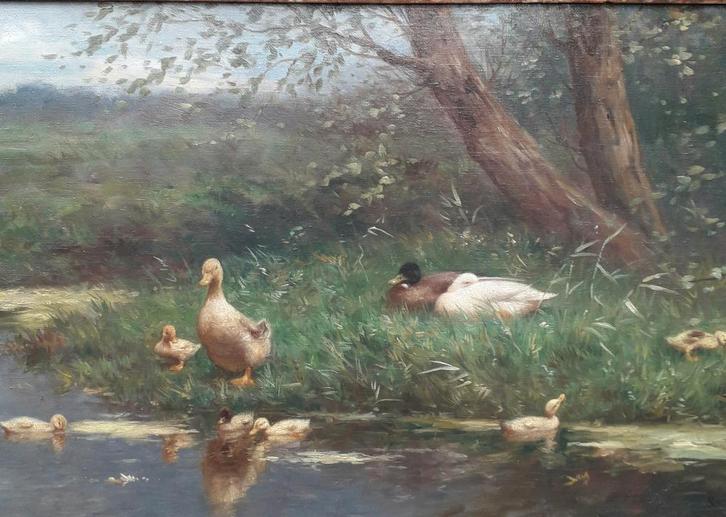 Constant Artz (1870-1951), eenden aan het water, Antiek en Kunst, Kunst | Schilderijen | Klassiek, Ophalen of Verzenden