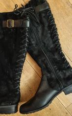 Zwarte suede/leren laarzen mt 39, Hoge laarzen, Zwart, Ophalen of Verzenden, Zo goed als nieuw