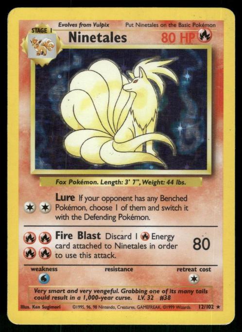 Ninetales 12/102 - Base, Hobby en Vrije tijd, Verzamelkaartspellen | Pokémon, Gebruikt, Losse kaart, Verzenden