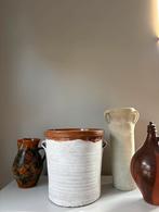 Vintage terracotta & wit grote hoge vaas wabisabi h30cm, Overige kleuren, Aardewerk of Porselein, Ophalen of Verzenden, Zo goed als nieuw