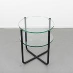 4 Gispen koffie tafel 423 Zwart  H 60 x Rond 50 cm, Minder dan 55 cm, Nieuw, Ophalen of Verzenden, Glas