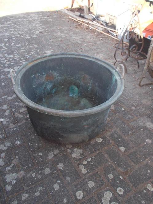 Grote rood koper teil en zinken emmers, Tuin en Terras, Bloembakken en Plantenbakken, Gebruikt, Metaal, Binnen, Balkon, Tuin, Minder dan 30 cm