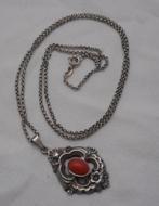 Zilveren ketting met Art Nouveau hanger nr.1779, Sieraden, Tassen en Uiterlijk, Antieke sieraden, Ketting, Ophalen of Verzenden