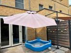 Zweefparasol 330cm incl tegels van 100kg in totaal, Ophalen, Gebruikt, Zweefparasol, 3 tot 4 meter