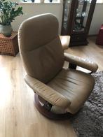 Relax fauteuil eiken / leder, Ophalen, Gebruikt, 50 tot 75 cm, Hout