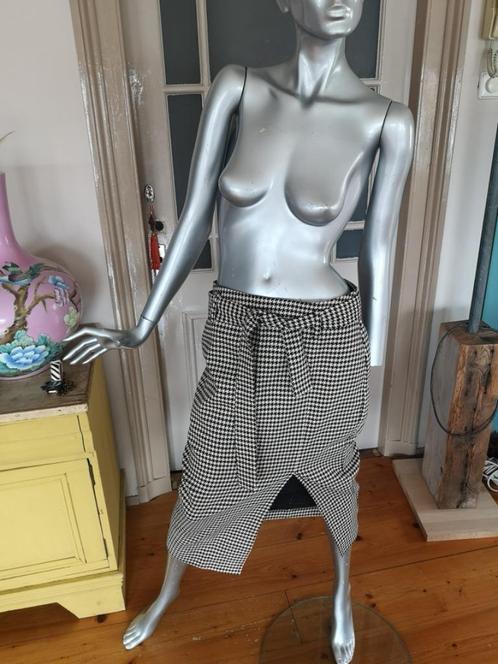Envii geruite kokerrok pencil skirt retro vintage look M, Kleding | Dames, Rokken, Zo goed als nieuw, Maat 38/40 (M), Zwart, Ophalen of Verzenden