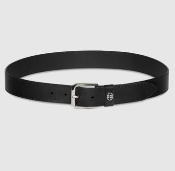 GUCCI Bruin leer zilver buckle GG HEREN riem  Maat 85 beschikbaar voor biedingen