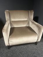 Grote landelijke beige/grijs velvet fauteuil van urban sofa, Huis en Inrichting, Fauteuils, Ophalen, Hout, Modern landelijk, 75 tot 100 cm