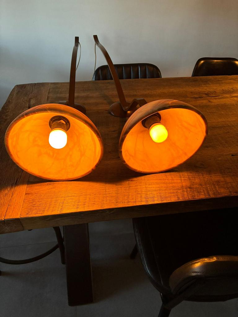 Set van 2 sfeervolle wandlampen/muurlampen, warm oranje glad, Ophalen, Gebruikt