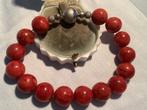 PRACHTIGE GEKNOOPTE KORAAL ARMBAND MET MAGNEET SLOT, Verzenden, Armband, Met edelsteen