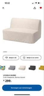 LYCKSELE MURBO 2-zits slaapbank - Crème, Ophalen, Tweepersoons, Zo goed als nieuw, Crème