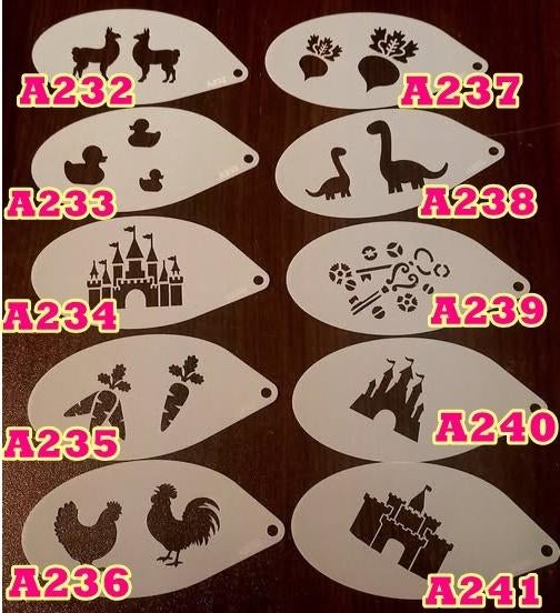 schminksjabloon wortel eend radijs dino lama kasteel haan, Hobby en Vrije tijd, Feestartikelen, Nieuw, Schmink, Carnaval, Ophalen of Verzenden