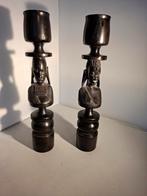 Twee ebbenhouten kandelaars., Antiek en Kunst, Kunst | Niet-Westerse kunst, Ophalen of Verzenden