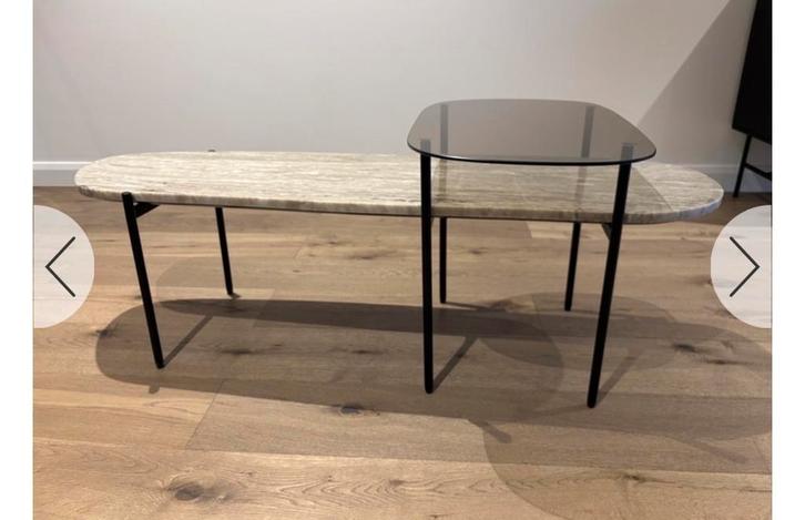 Made Salontafel Marmer Glas 120 lang, Huis en Inrichting, Tafels | Salontafels, Gebruikt, Minder dan 50 cm, Minder dan 50 cm, 100 tot 150 cm