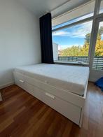 BRIMNES bed 140x200 inclusief matras én LÖNSET lattenbodem, Ophalen, Tweepersoons, 140 cm, Zo goed als nieuw