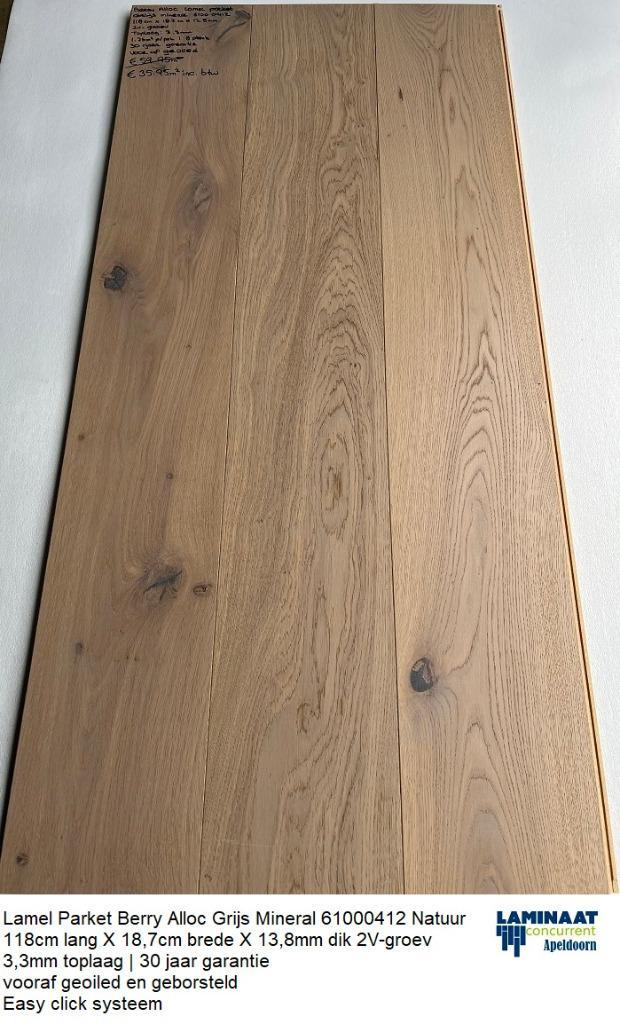 Lamel Parket Click Natuur Eik Grijs Mineral 61000412 13,8mm, Huis en Inrichting, Stoffering | Vloerbedekking, Nieuw, Laminaat