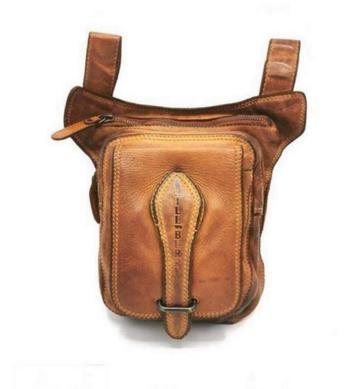 HillBurry, leren riemtas, beentas, cognac, biker, rocker,man beschikbaar voor biedingen
