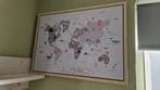 Dieren wereldkaart canvas met houten frame 70x50, Ophalen