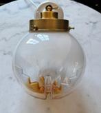 Vintage murano mazzega glazen bollamp globe wandlamp wit, Ophalen of Verzenden, Zo goed als nieuw, Metaal